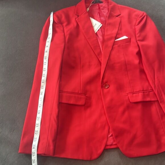 Men’s Red Slim Fit 2 Piece Prom Party Formal Suit Size 36 Jacket 32 Pants NEW - Picture 8 of 15